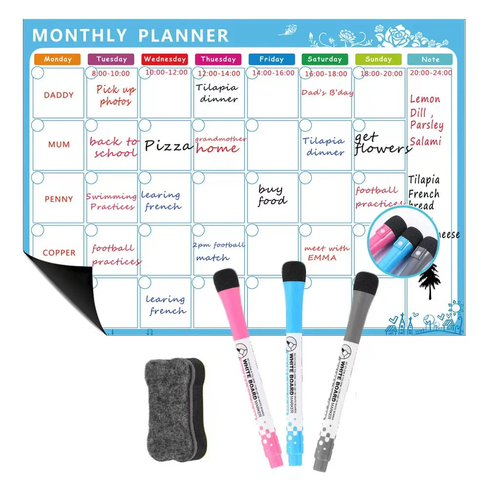 Magnetic Refrigerator Monthly Dry Erase Calendar Planner