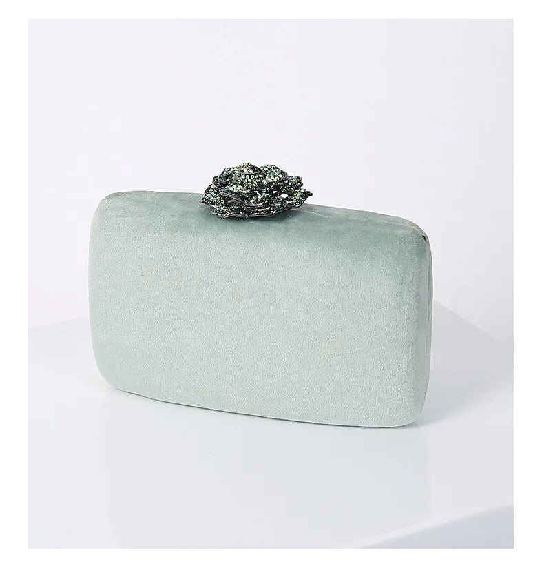 Diamonds Flower Velvet Evening Bag