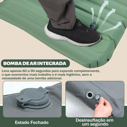 Inflatable Camping Sleeping Pad with Built-In Pump