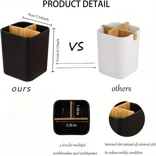 Three-Compartment Bathroom Toothbrush Organizer