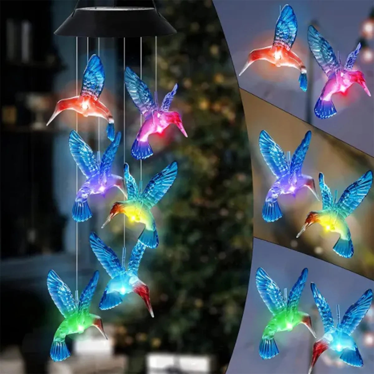 Hummingbird Solar Wind Chime LED Light