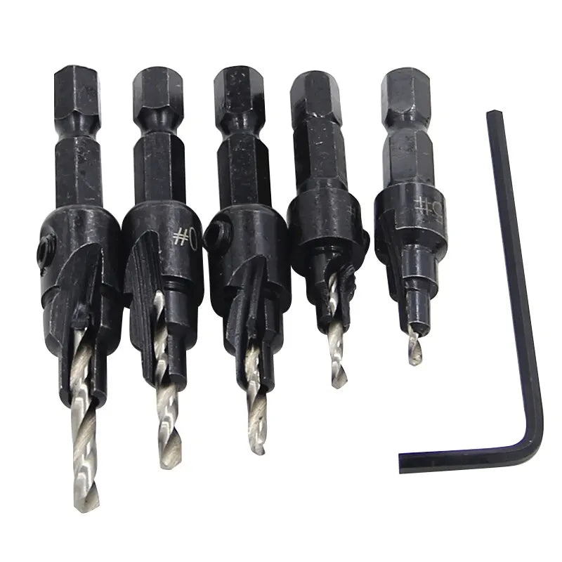 5pc Woodworking Tapper Hexagon Shank Screw