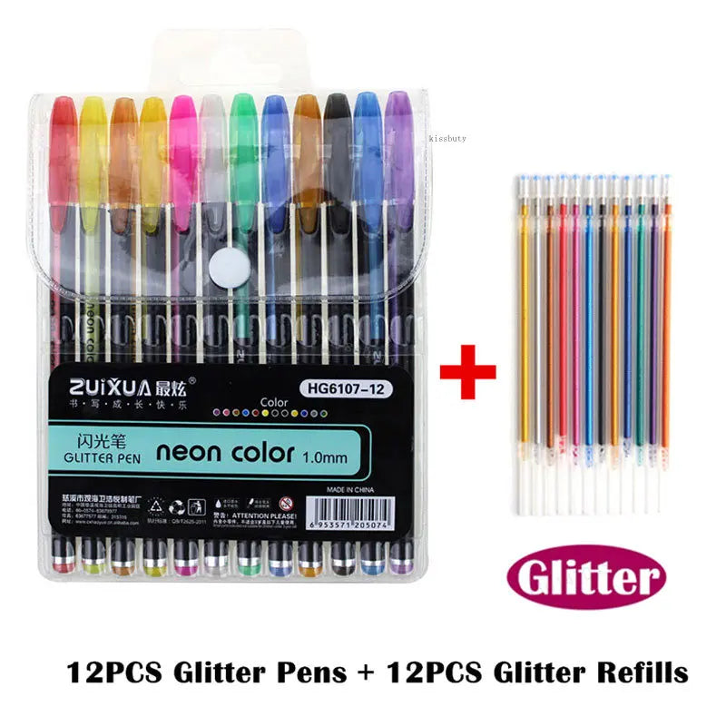 12Pcs/Set Glitter Gel Pen Set