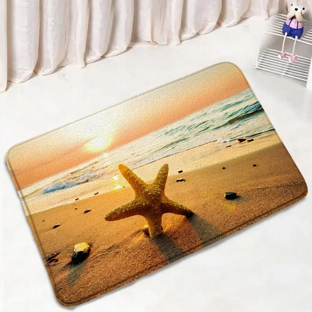 Ocean Seashell Bathroom Mat Set