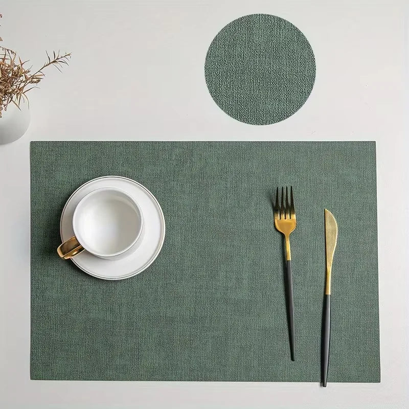 Faux Leather Table Placemats Set