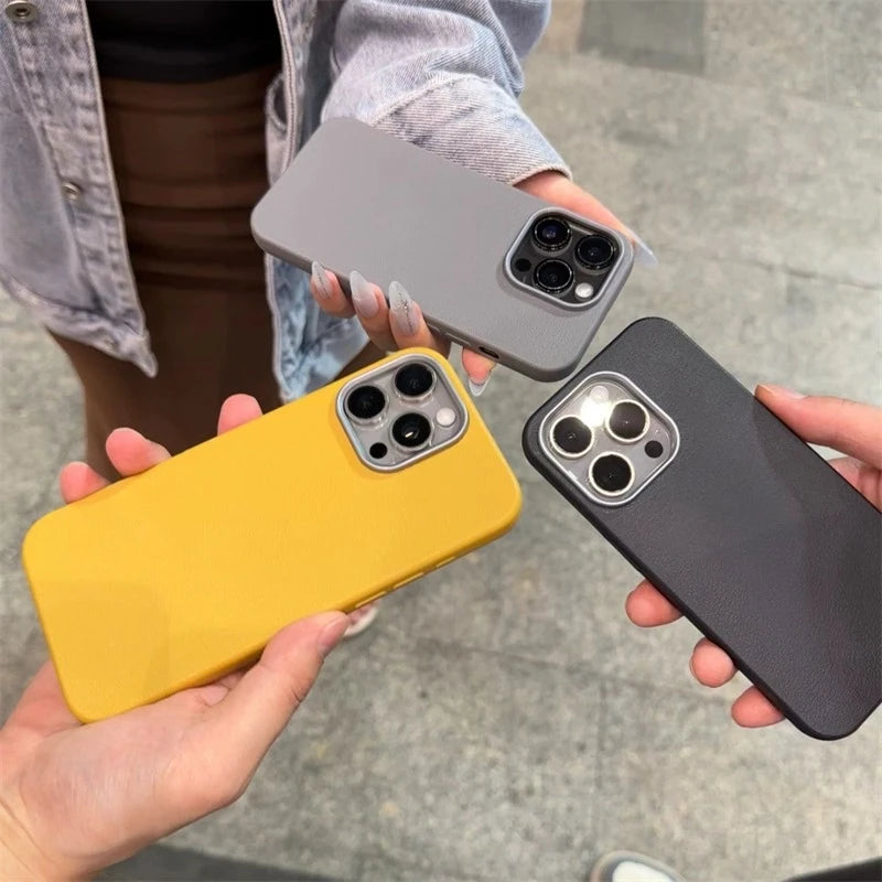Luxury Matte Leather Phone Case For iPhone