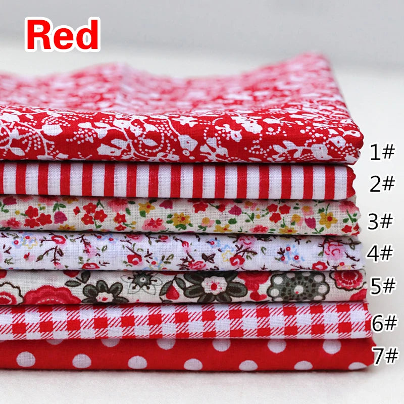 7Pcs/Set 25cmx25cm Square Cotton Fabric Printed For Patchwork