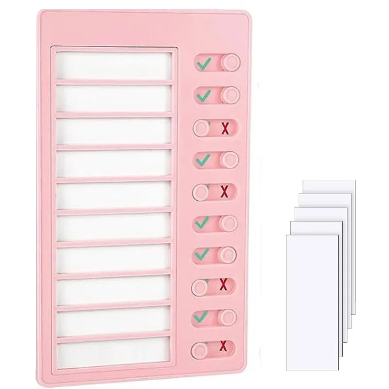 1 Pcs Chore Chart with 5 Pcs Blank Card,Plastic Checklist Board