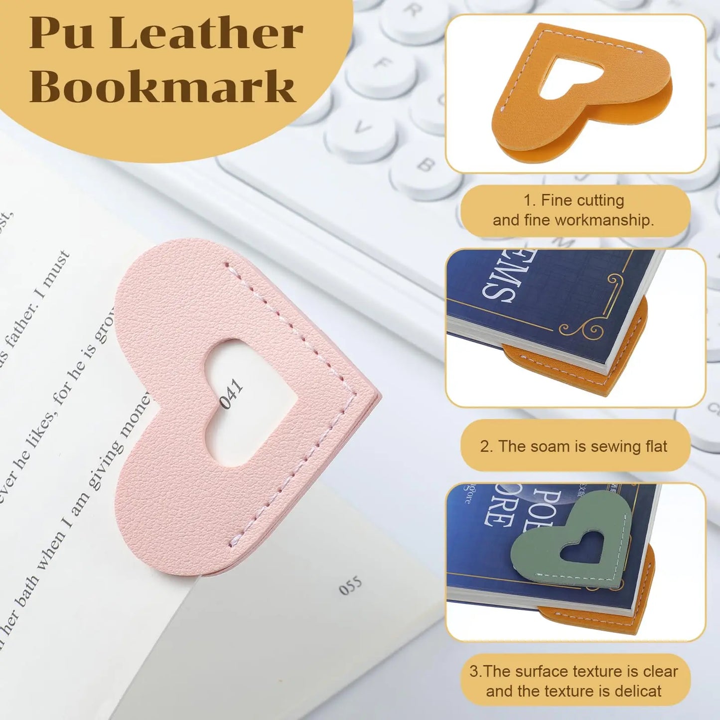 Leather Love Shaped Bookmarks