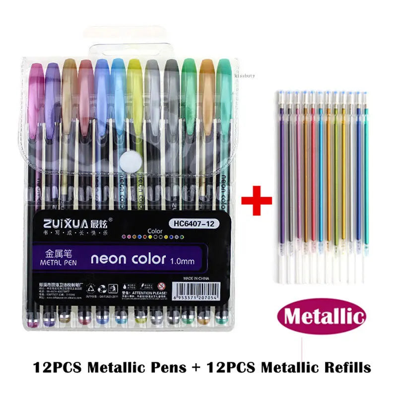12Pcs/Set Glitter Gel Pen Set