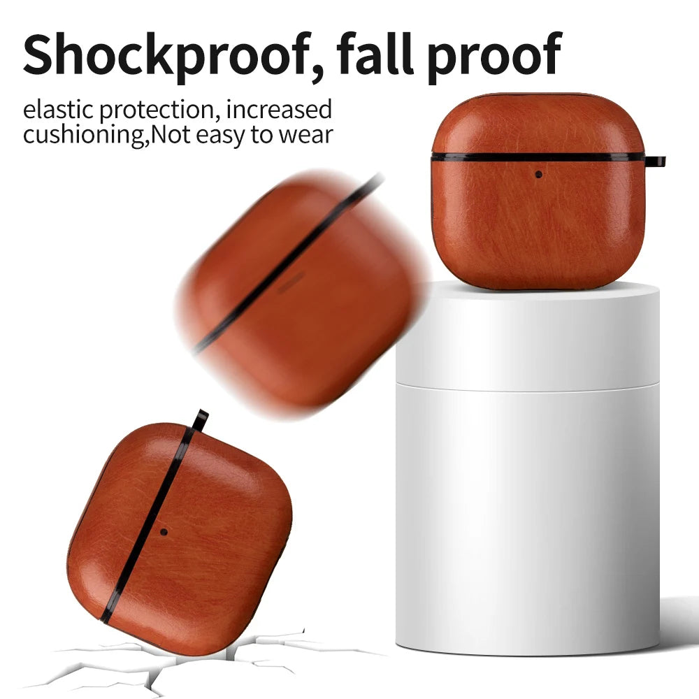 PU Leather Earphone Case For Apple AirPods With Keychain
