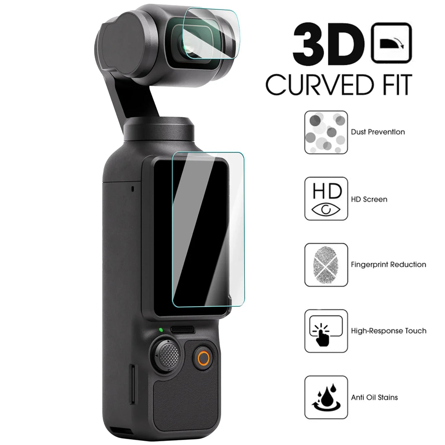 10in 1 Tempered Glass Film for DJI Osmo Pocket 3 LCD Screen Protector & Camera Lens