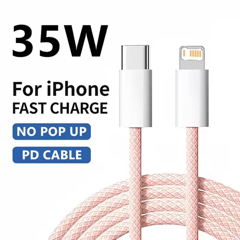 35W USB-C to Lightning Braided Fast Charging Cable for iPhone