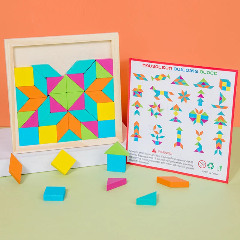Wood Block Geometric Shape Toddler Puzzle
