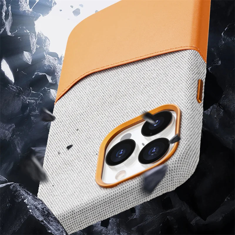 Double Leather Microfiber Magnetic Phone Case For iPhone