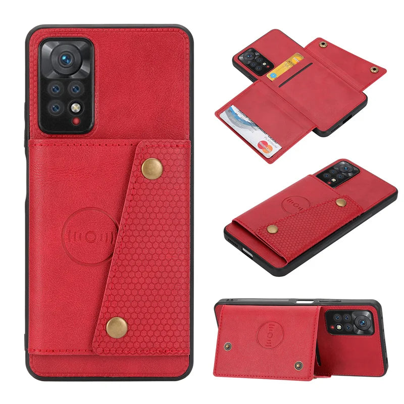 Leather Wallet Case For Redmi, Xiaomi, Poco with Card Slot Stand Cover