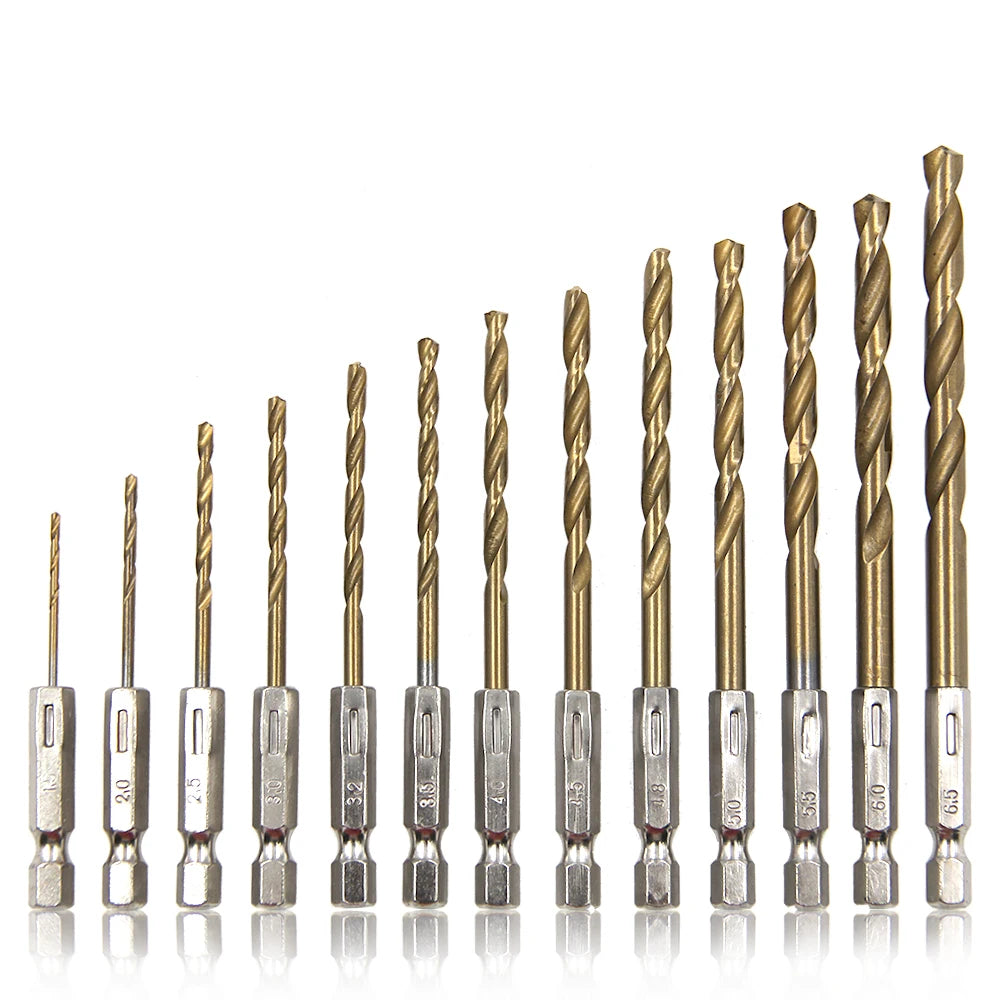 Hexagonal handle 13pc Titanium Twists drill
