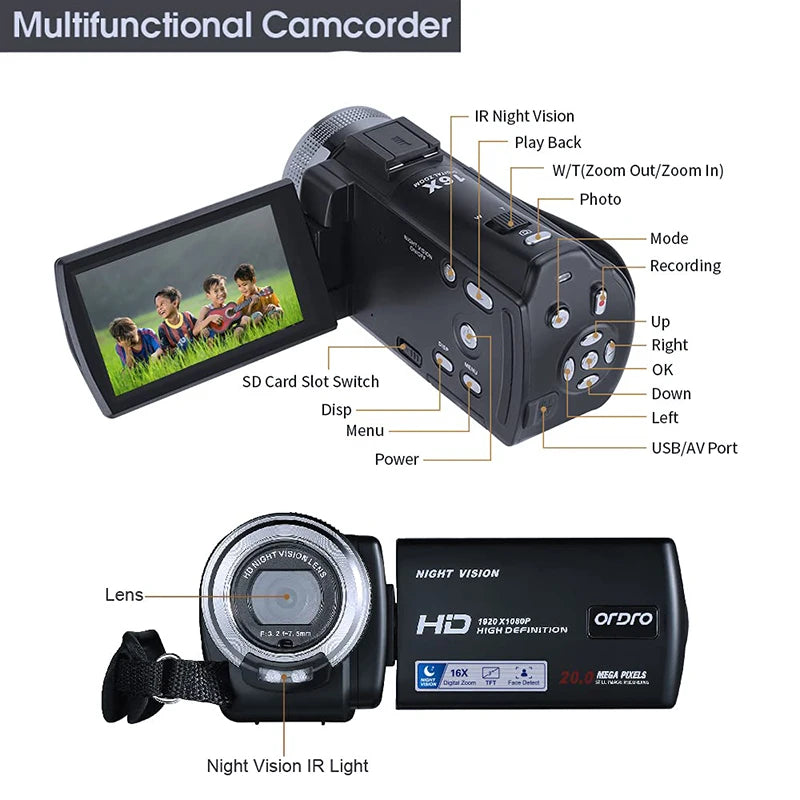 Ordro V12 Vlog Video Camera