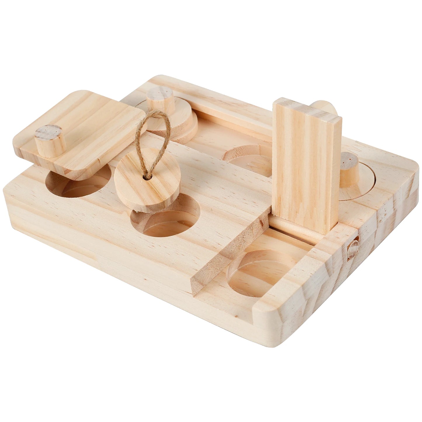 6-in-1 Wooden Small Pet Foraging Puzzle Feeder