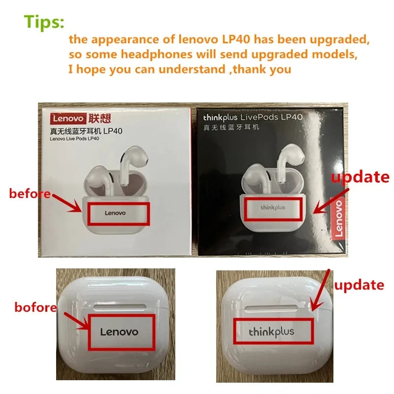 Original Lenovo lp40 Bluetooth Earphones With Microphone