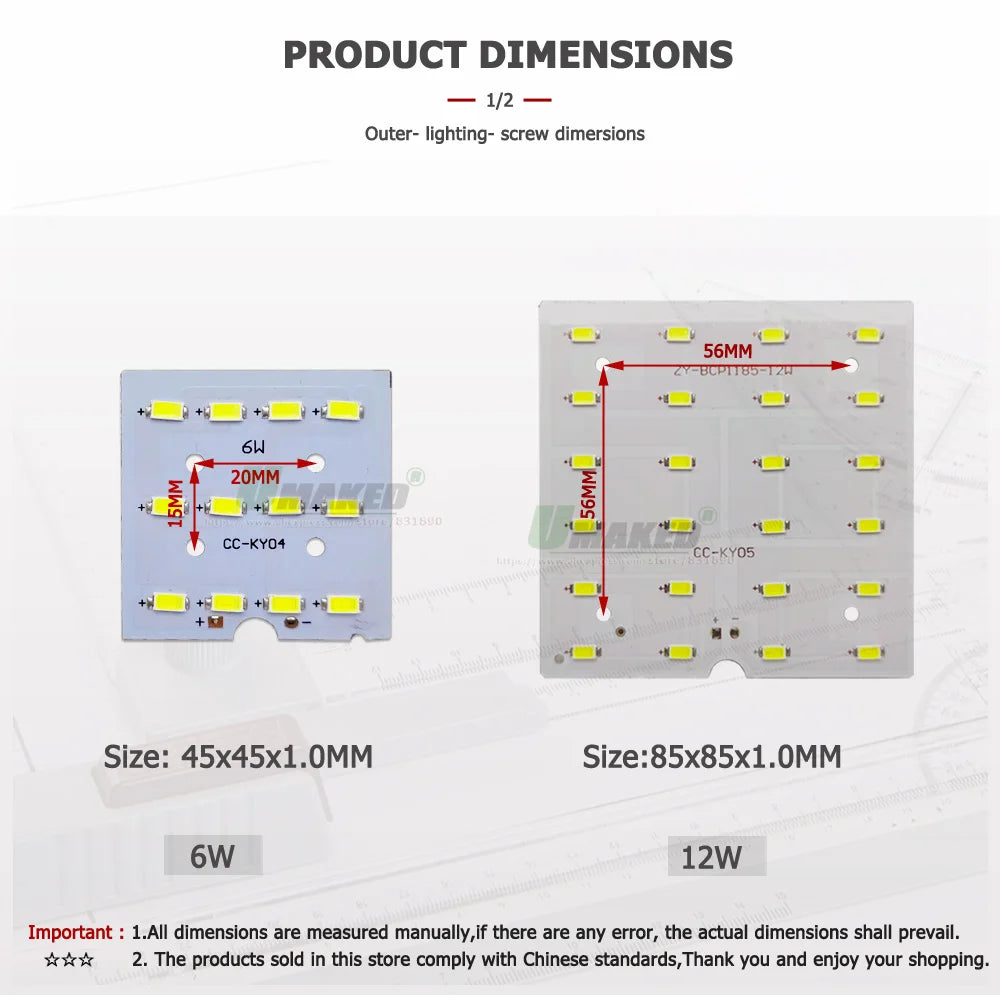 1Pc LED PCB 6W 12W 18W LED Aluminum Plate Lighting For Panel Lamps