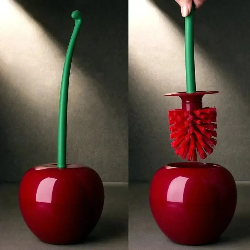 Decorative Cherry-Shaped Toilet Brush & Holder