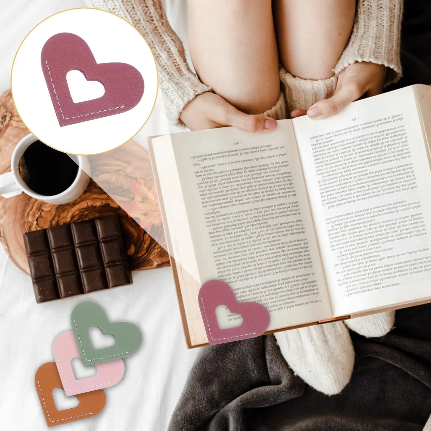 Leather Love Shaped Bookmarks