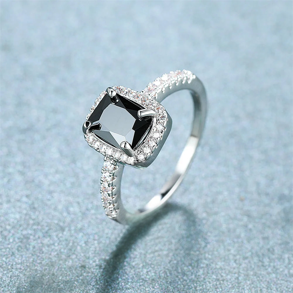 Luxury Black Zircon Stone Ring