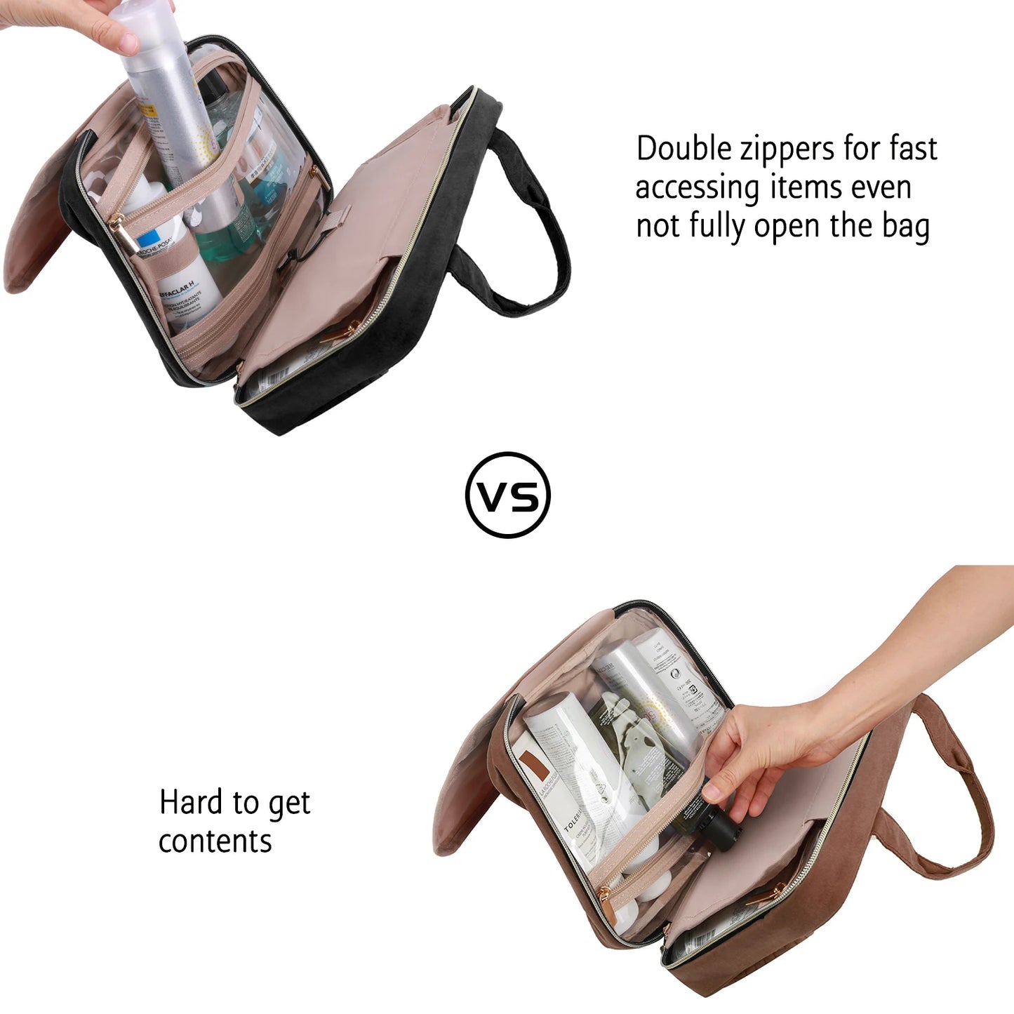 Makeup Cosmetic Bag with Hanging Hook Water-resistant
