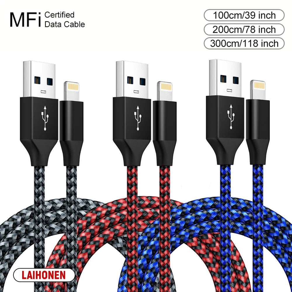 LAIHONEN USB-A to Lightning Braided Charging Cable