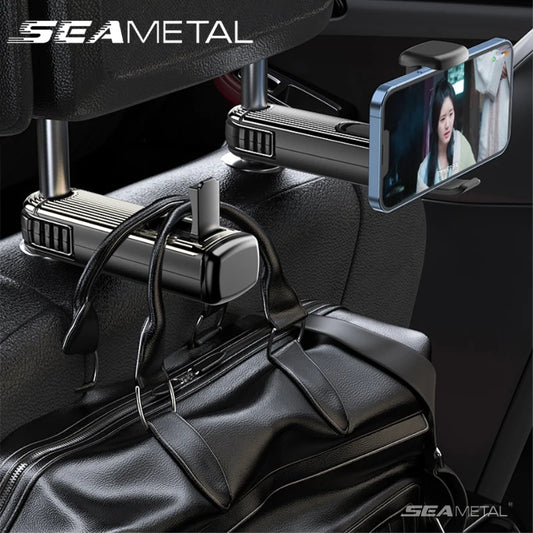 SEAMETAL 2 in 1 Car Seat Back Hook with Phone Holder