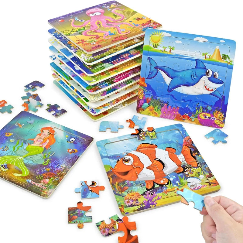 20Pcs Cartoon Puzzle Animal Pattern Educational Puzzle Toy