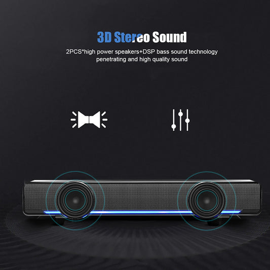 USB Wired Stereo Soundbar Speaker