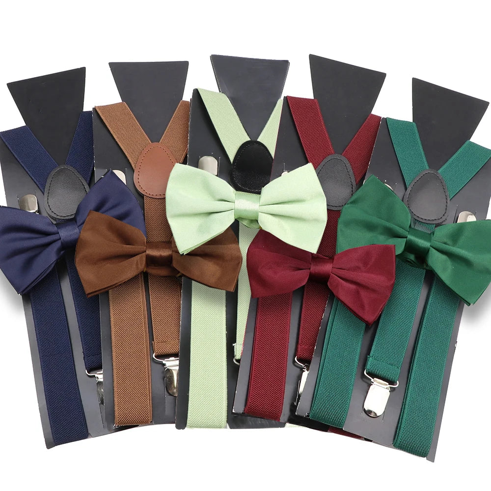 Solid Color Elastic Leather Suspenders