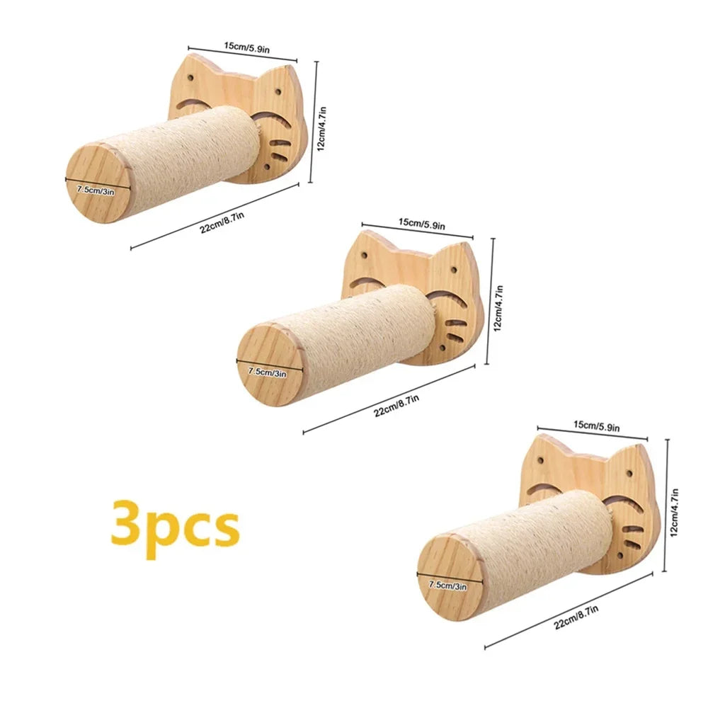Wooden Wall-Mounted Cat Climbing Shelves & Play Set