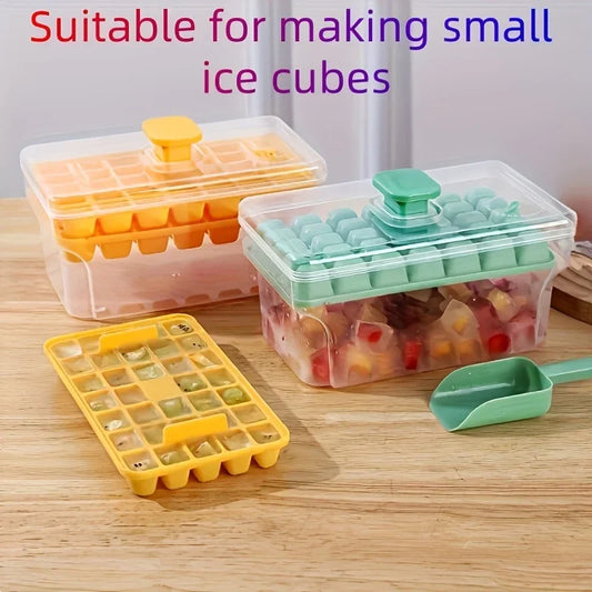 68-Grid Refrigerator Ice Cube Tray with Lid & Scoop