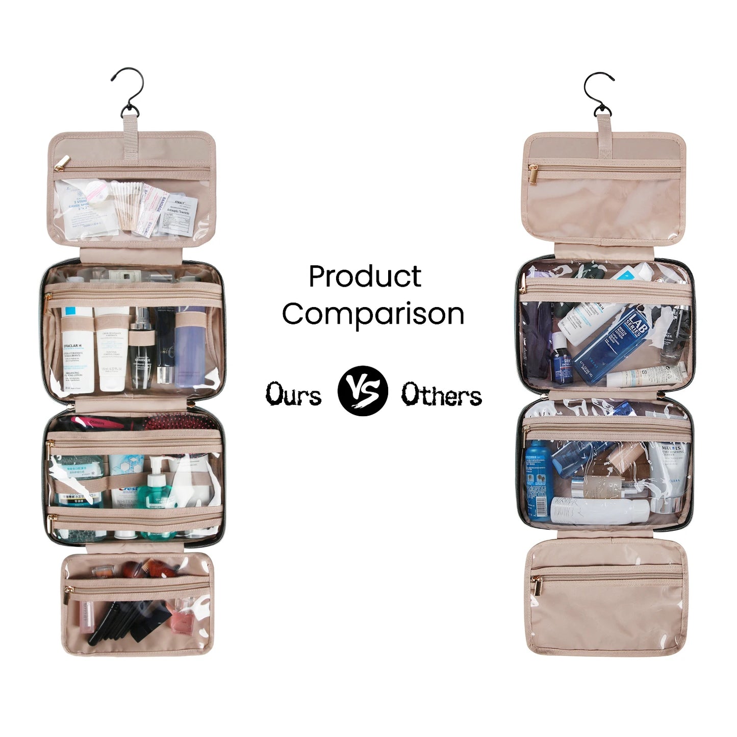 Makeup Cosmetic Bag with Hanging Hook Water-resistant