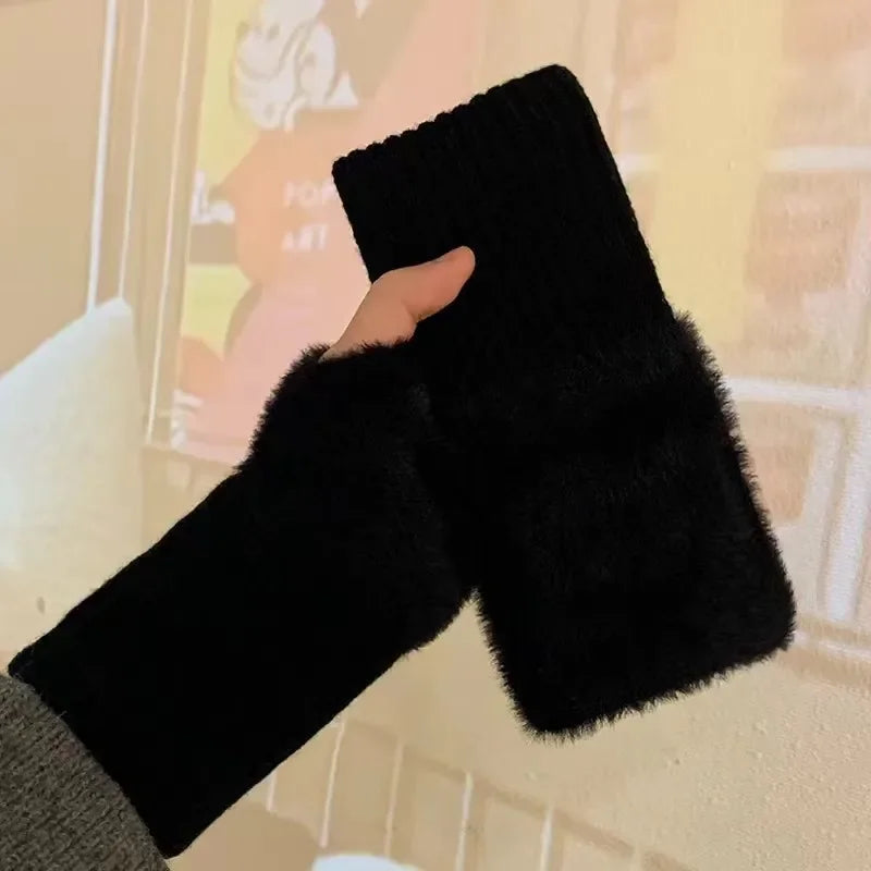Fleece Half Finger Gloves