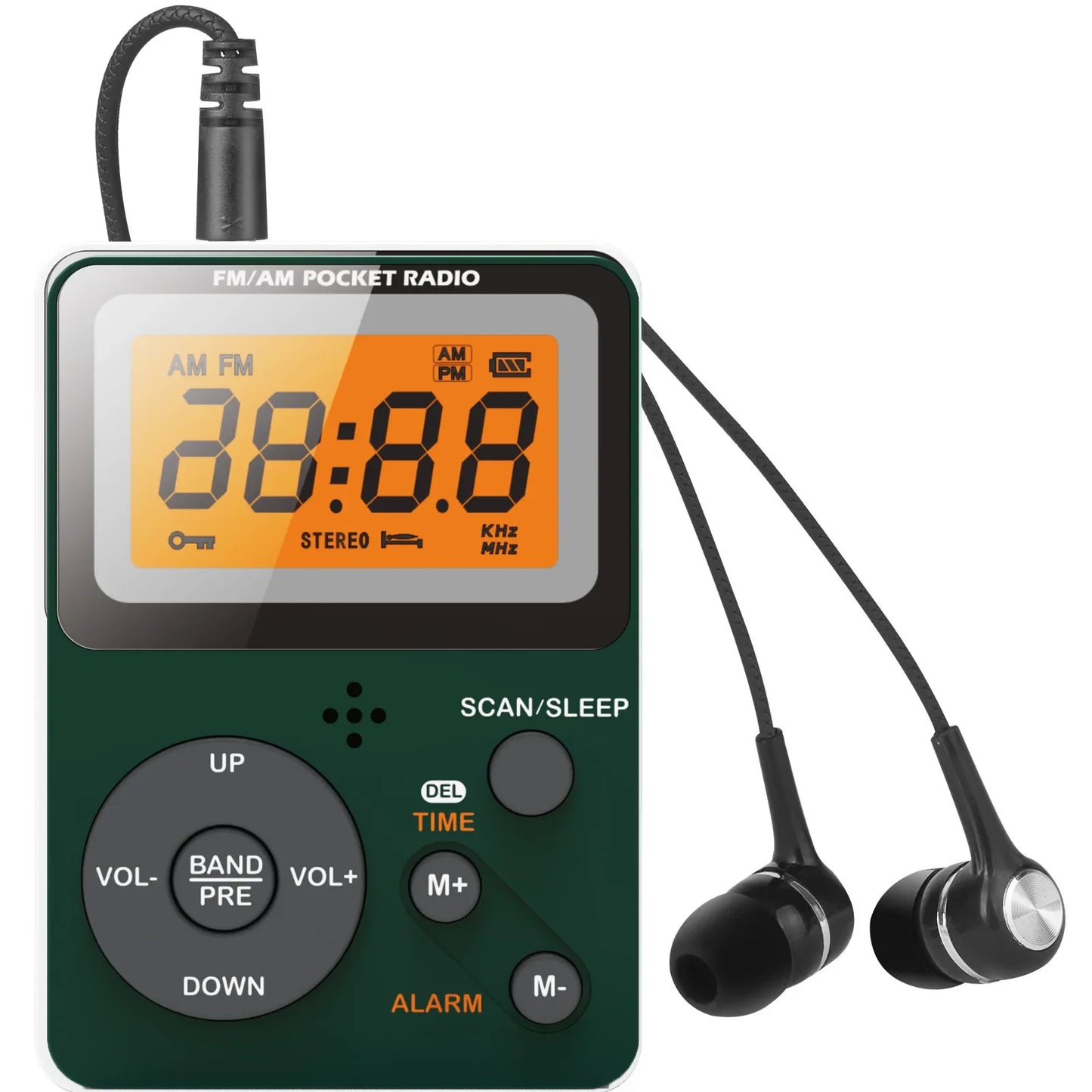 Portable AM/FM Pocket Radio with LCD Display