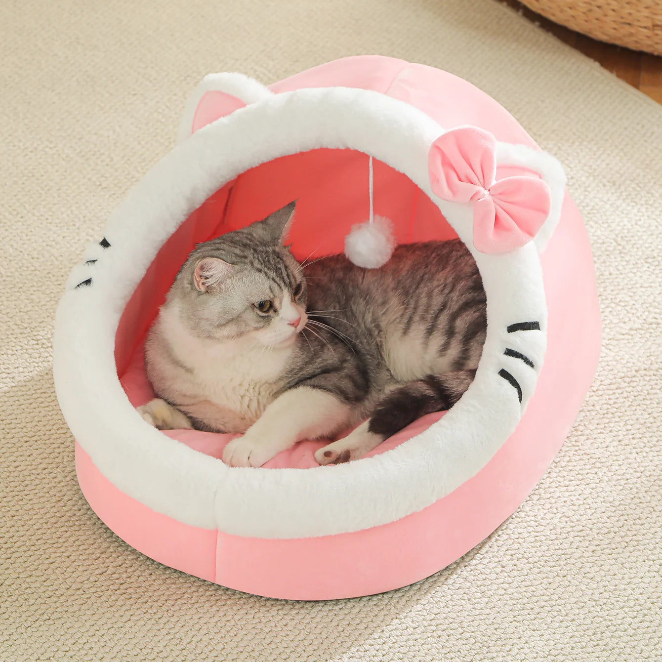 Cosy Plush Cat Cave Bed