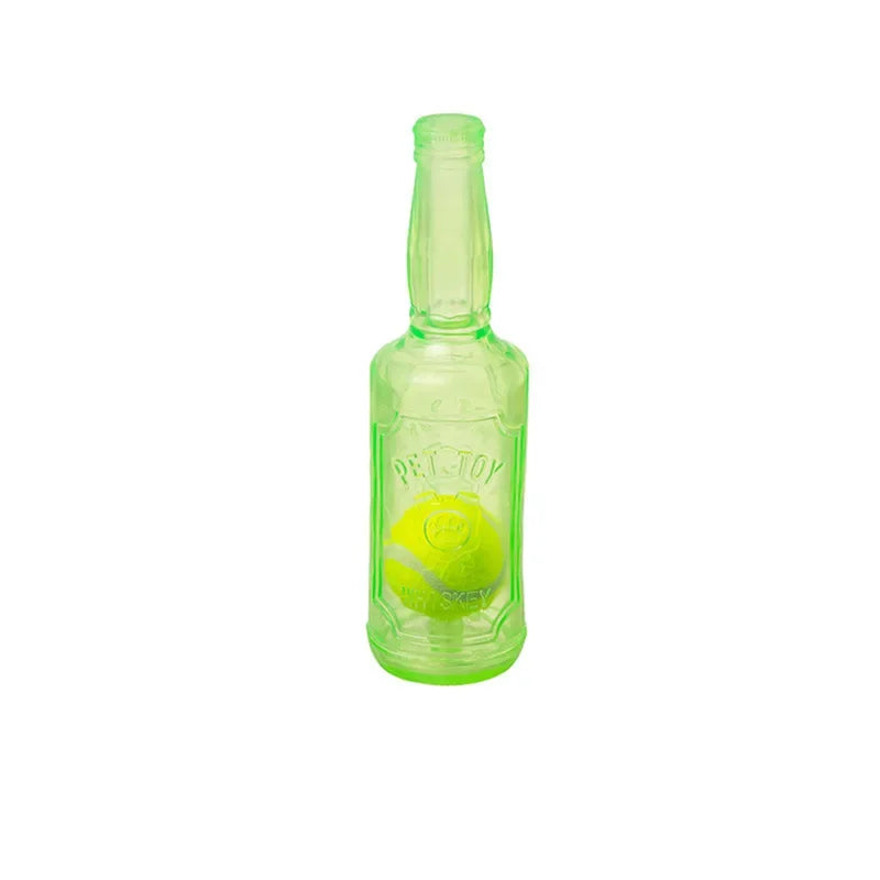Dog TPR Beer Bottle Chew Toy with Tennis Ball