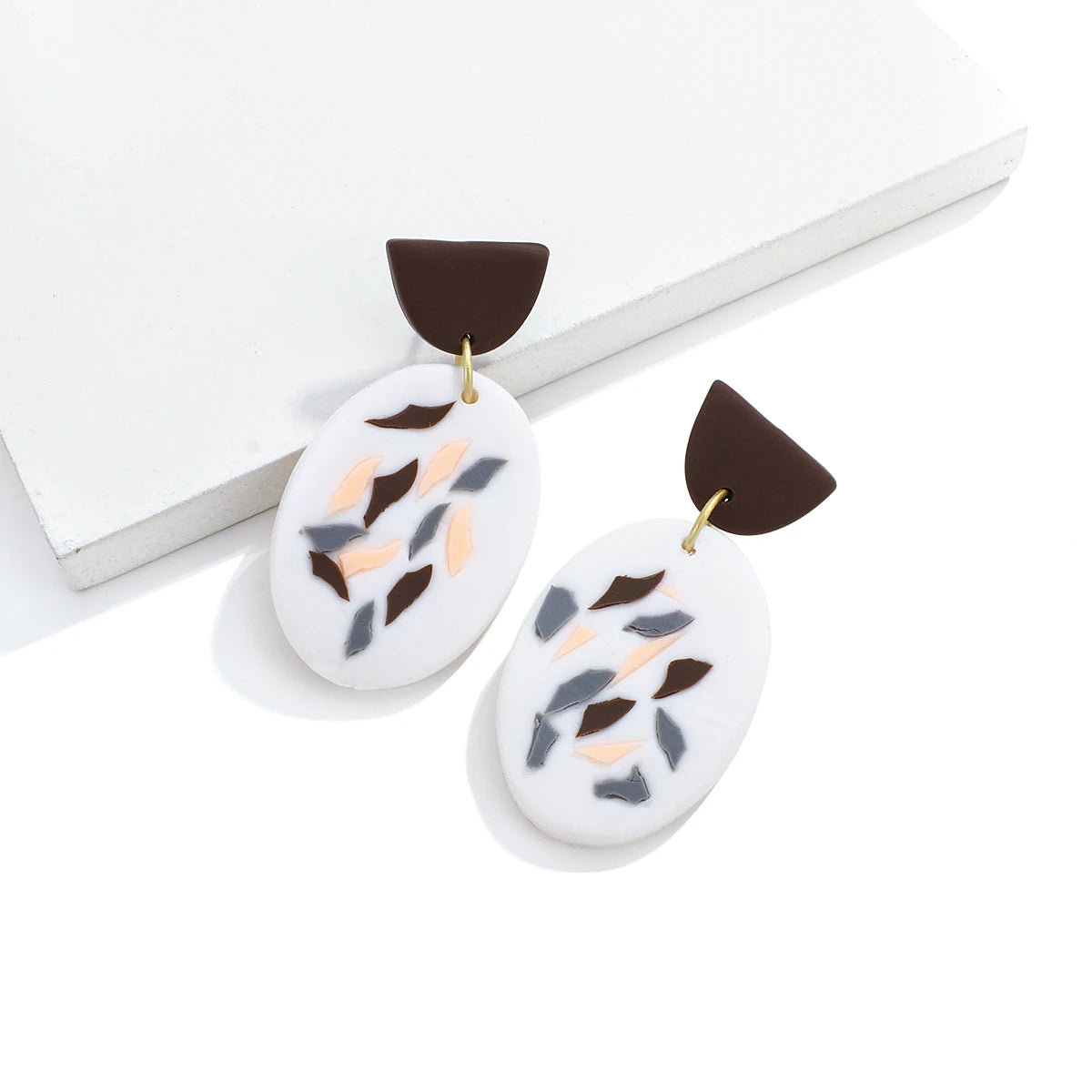 AENSOA Colorful Painted Pattern Acrylic Drop Earrings
