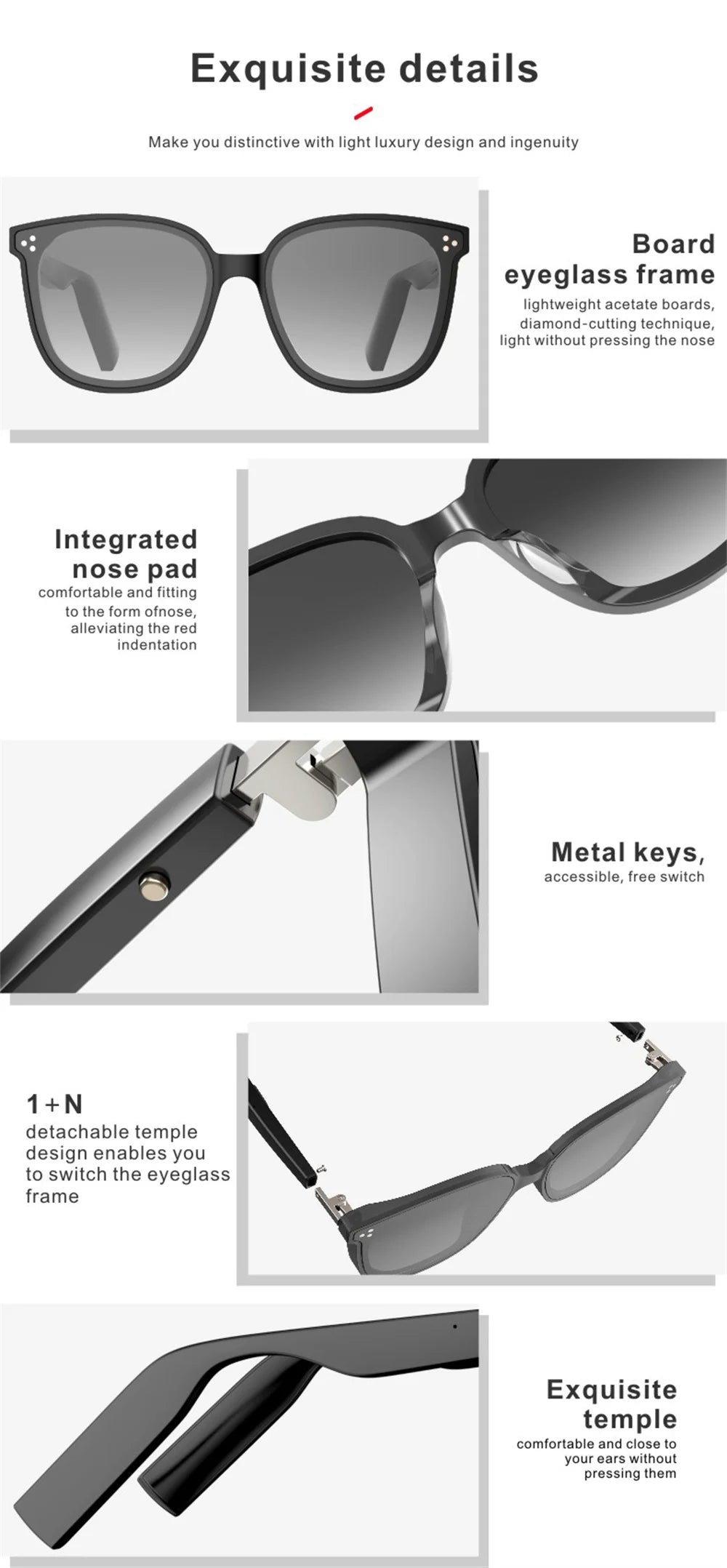 Stereo Sound Wireless Bluetooth Sunglasses