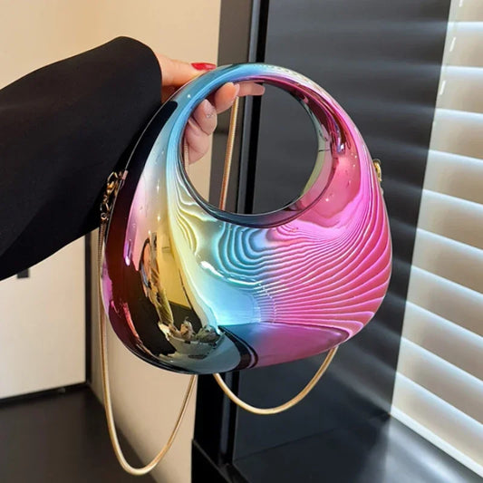 Acrylic Half-Moon Evening Clutch Bag