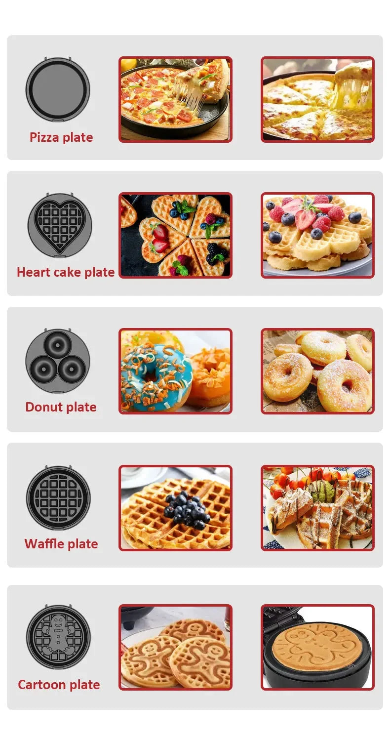 Houselin Mini Waffles Maker with 5 Removable Plates