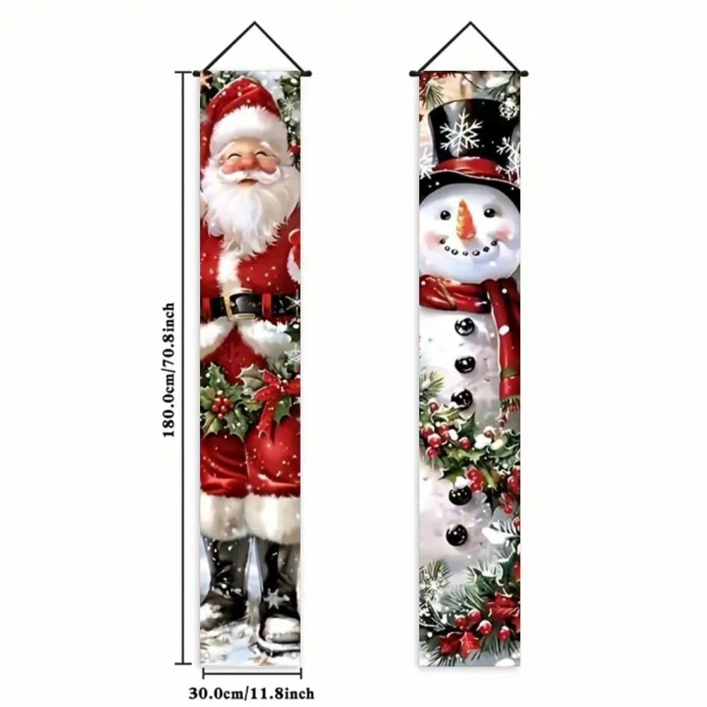 Santa & Snowman Christmas Door Banner