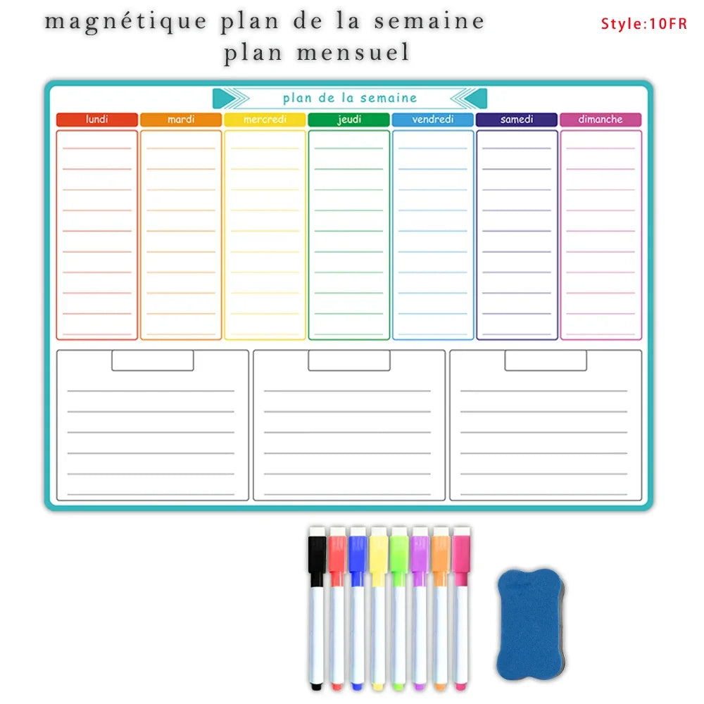 Magnetic Weekly & Monthly Dry Erase Fridge Planner