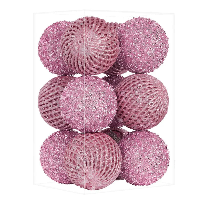 12-Piece Glitter Christmas Bauble Set