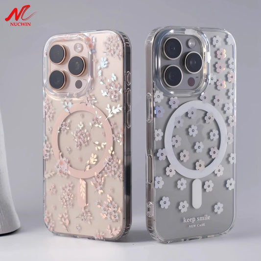 Retro Flower Laser Magsafe Case for iPhone