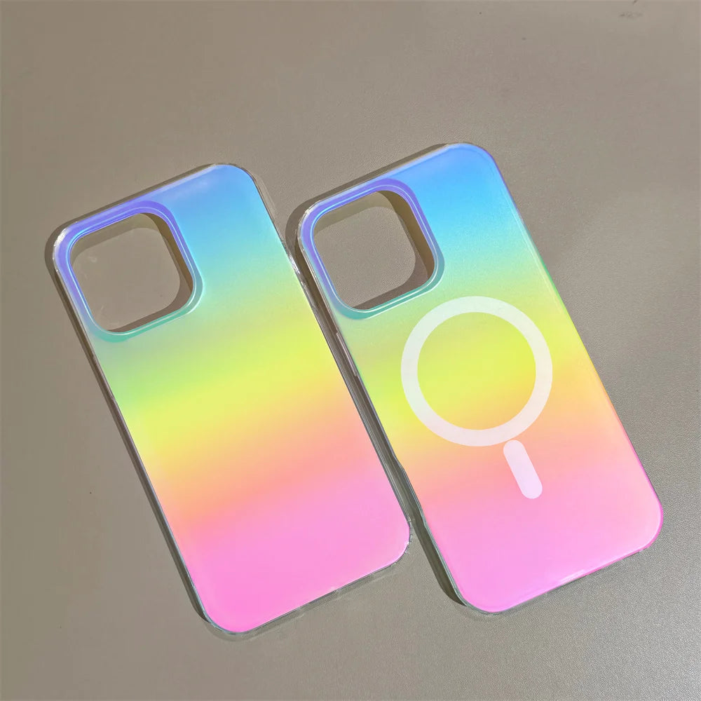 Laser Gradient Rainbow Magnetic Case For iPhone